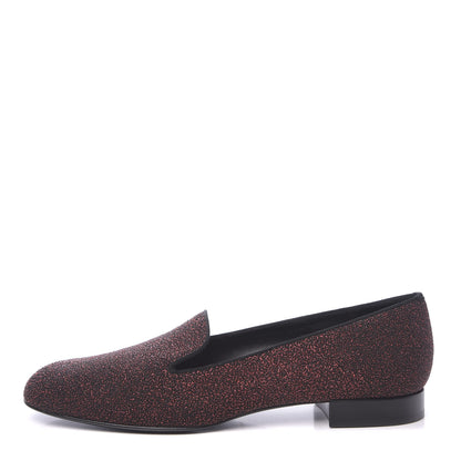 Saint Laurent Metallic Calfskin Smoking Slipper Flat Loafers 37.5 Red Glitter 1 of 8