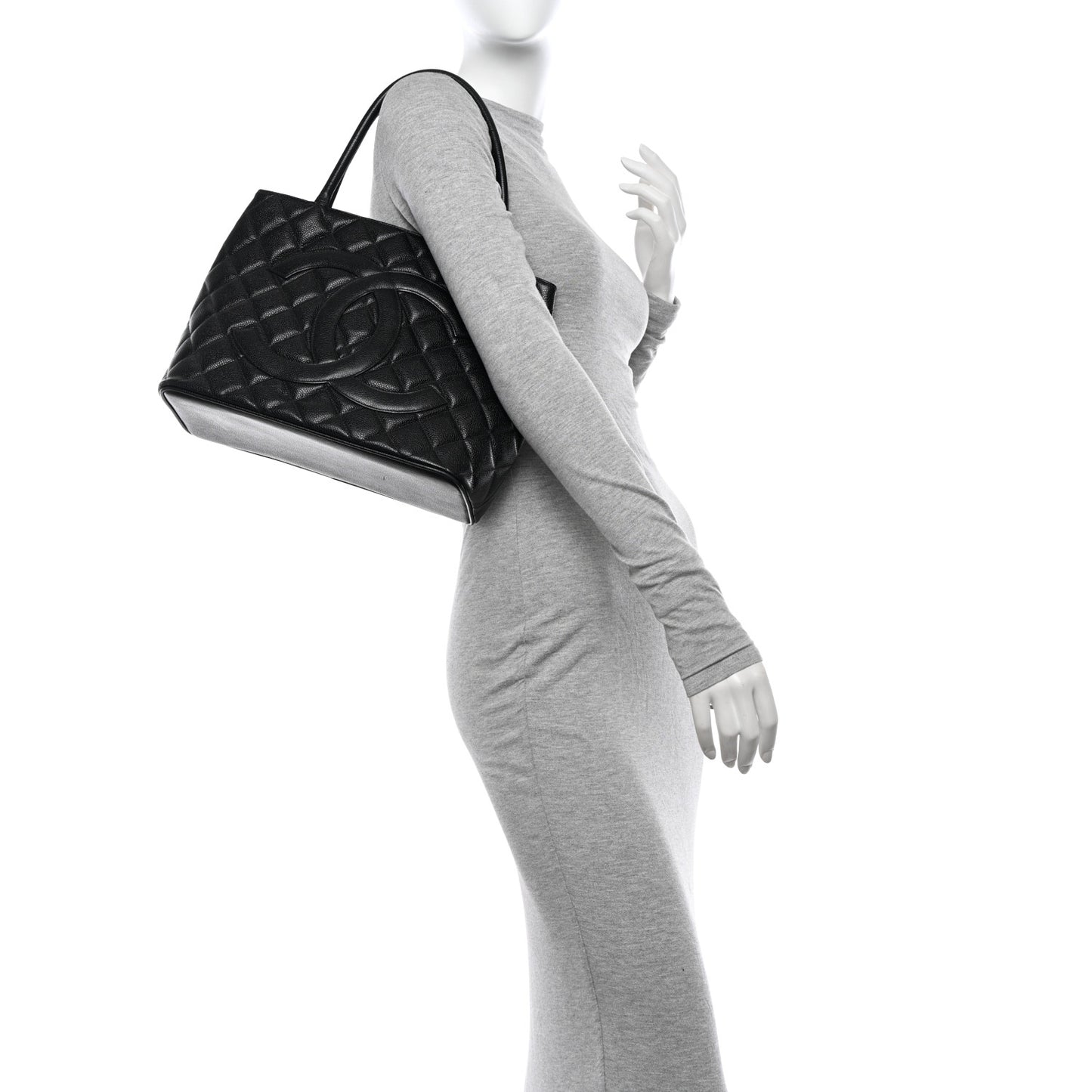 Caviar Quilted Medallion Tote Black