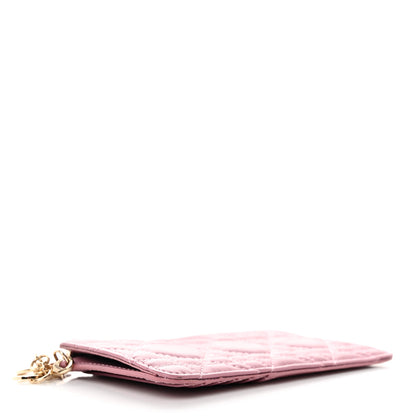 Christian Dior Lambskin Cannage Small Lady Dior Zip Card Holder Pink 4 of 8