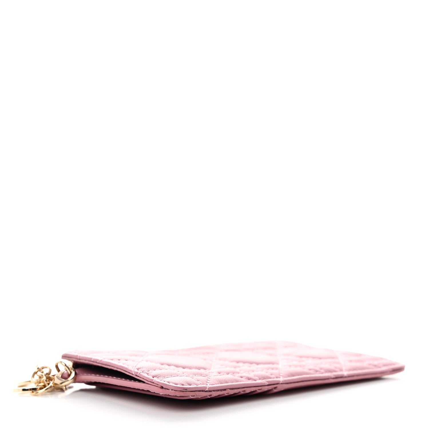 Christian Dior Lambskin Cannage Small Lady Dior Zip Card Holder Pink 4 of 8