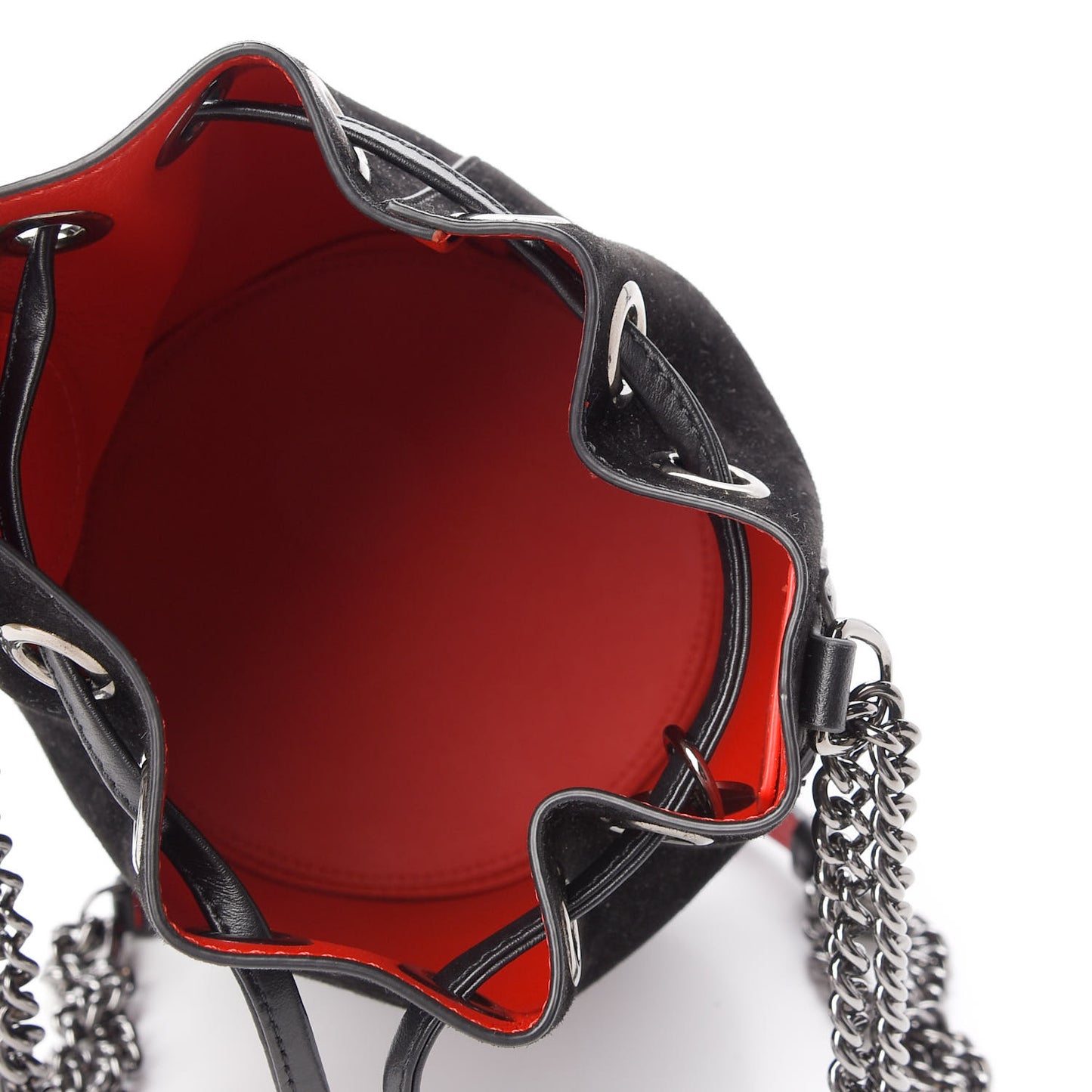 Suede Crystal Marie Jane Bucket Black Red