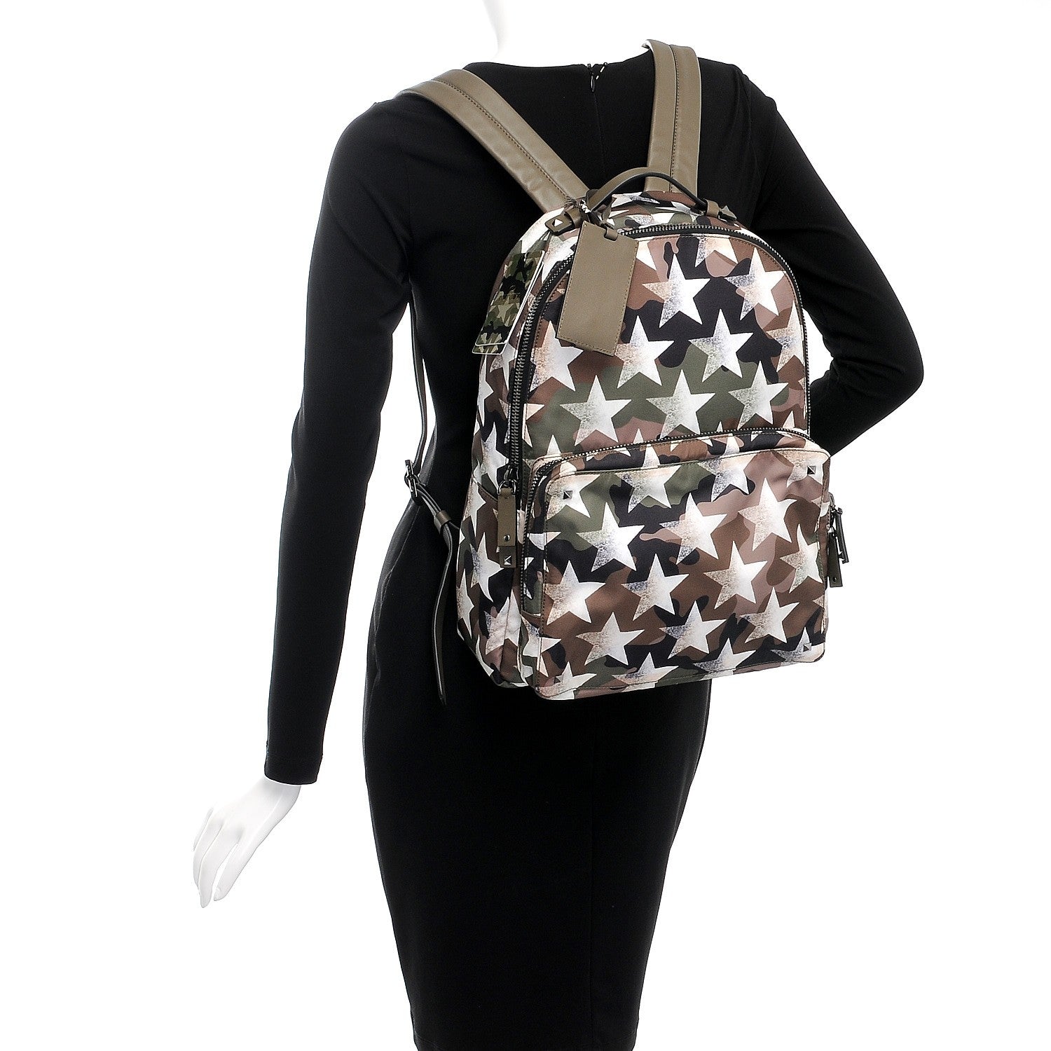 Valentino Garavani Nylon Camustars Backpack Army Green White 2 of 7