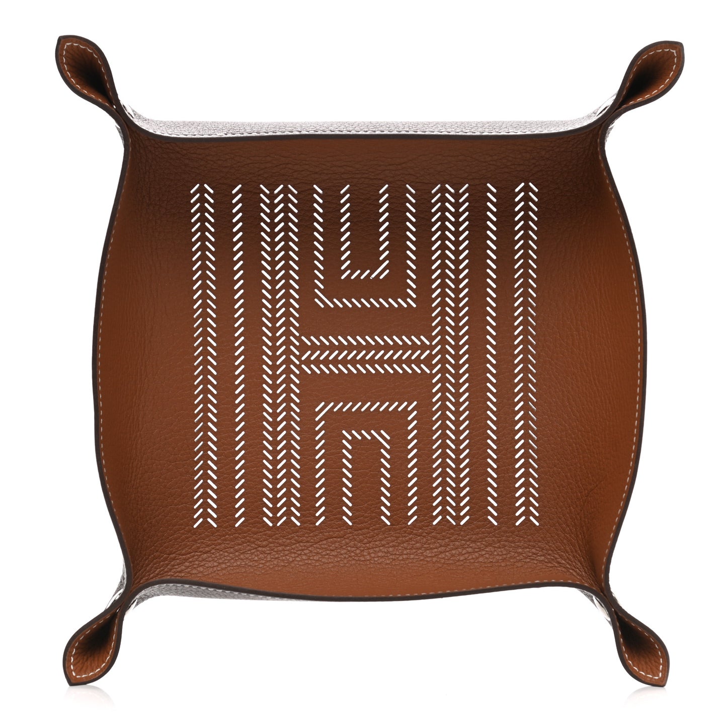 Taurillon Clemence Mises et Relances H Chevrons Change Tray Etoupe Gold