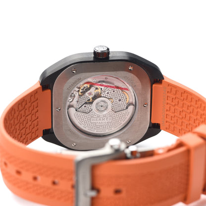 Hermes DLC Coated Titanium Rubber 39mm H08 Automatic Watch Orange 4 of 6