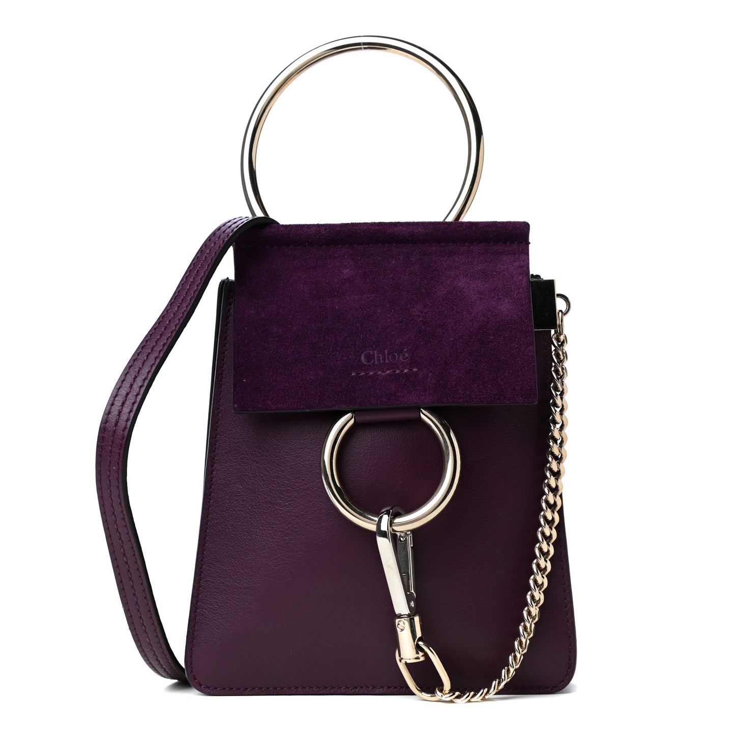 Suede Calfskin Mini Faye Bracelet Bag Nightfall Purple
