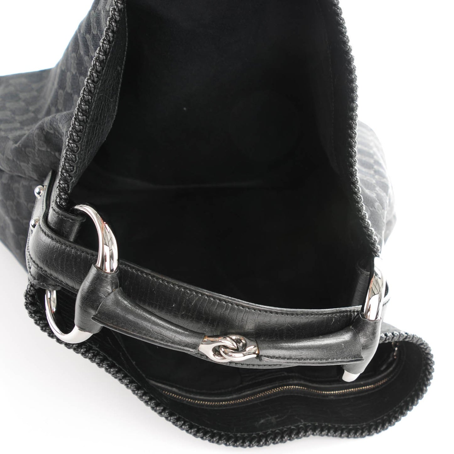 Monogram Large Horsebit Chain Hobo Black
