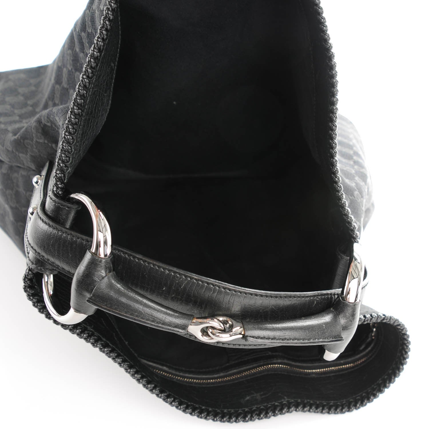 Gucci Monogram Large Horsebit Chain Hobo Black 5 of 8