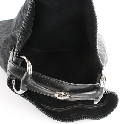Gucci Monogram Large Horsebit Chain Hobo Black 5 of 8
