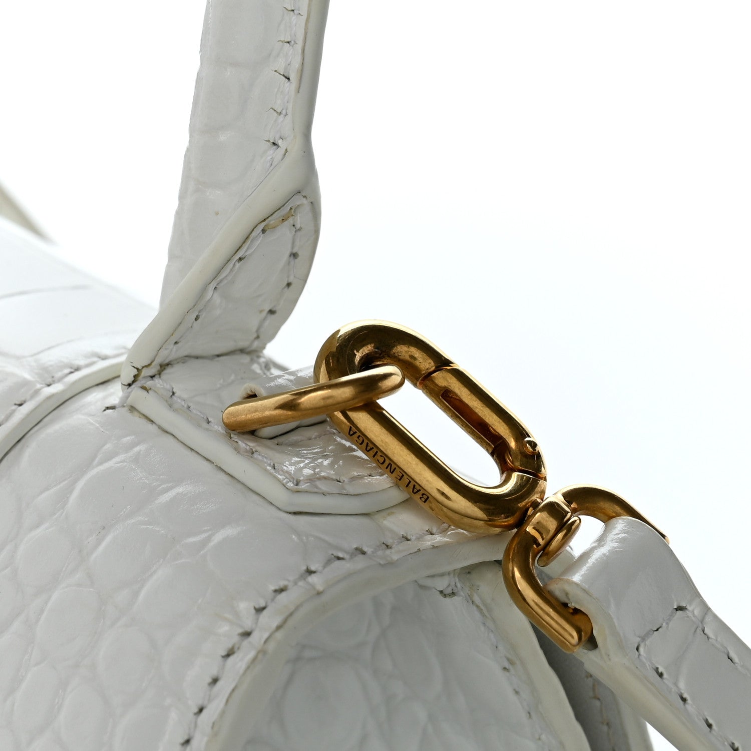 Balenciaga Calfskin Crocodile Embossed Small Hourglass Top Handle Bag White 13 of 13