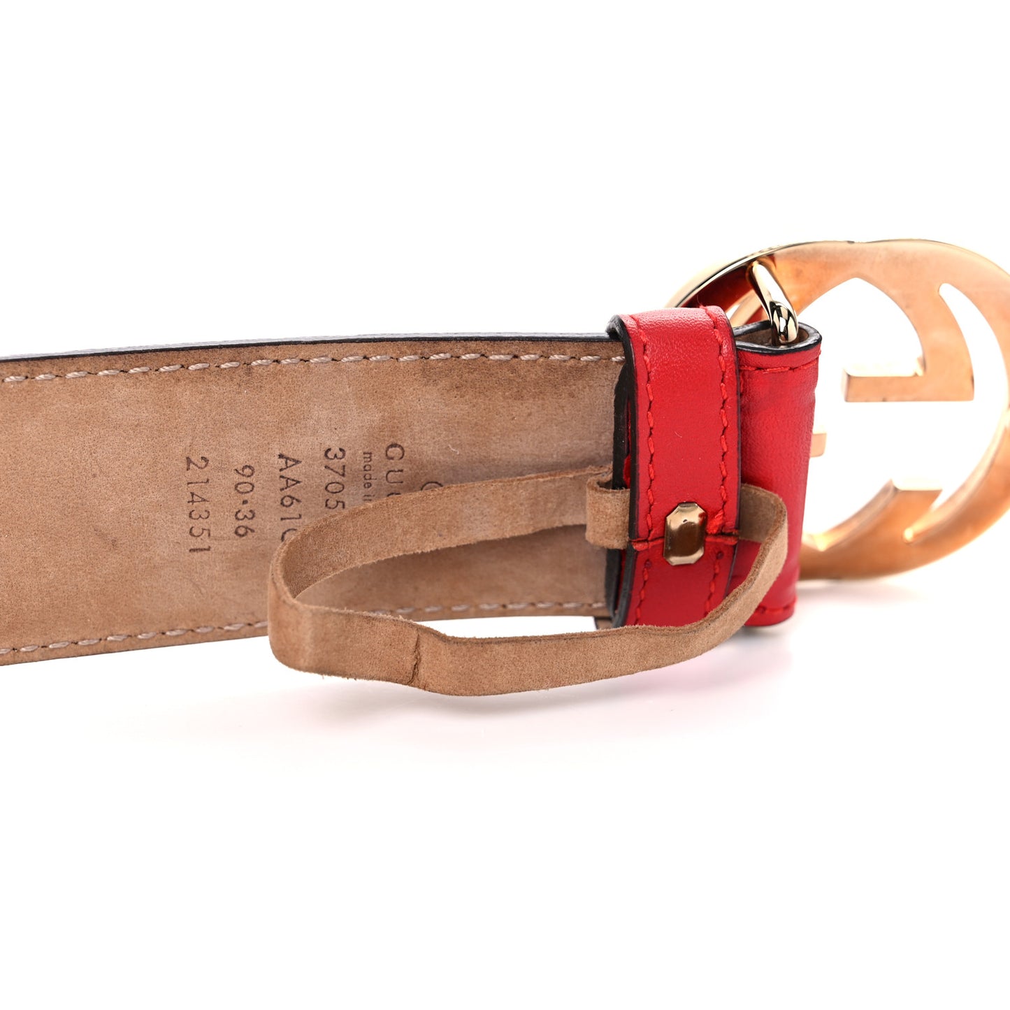 Guccissima Signature Interlocking G 37mm Belt 90 36 Rosso