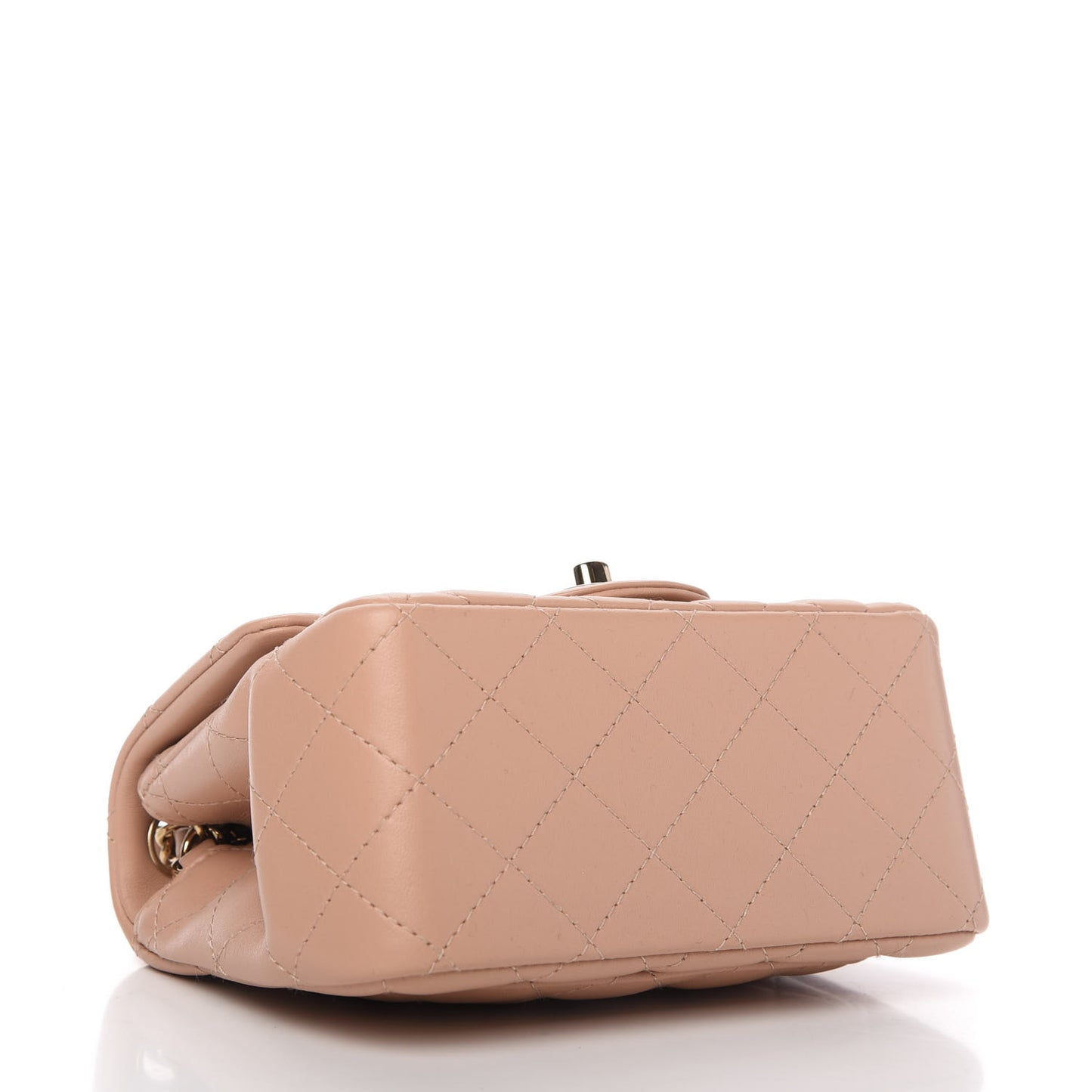 Lambskin Quilted Mini Square Flap Beige