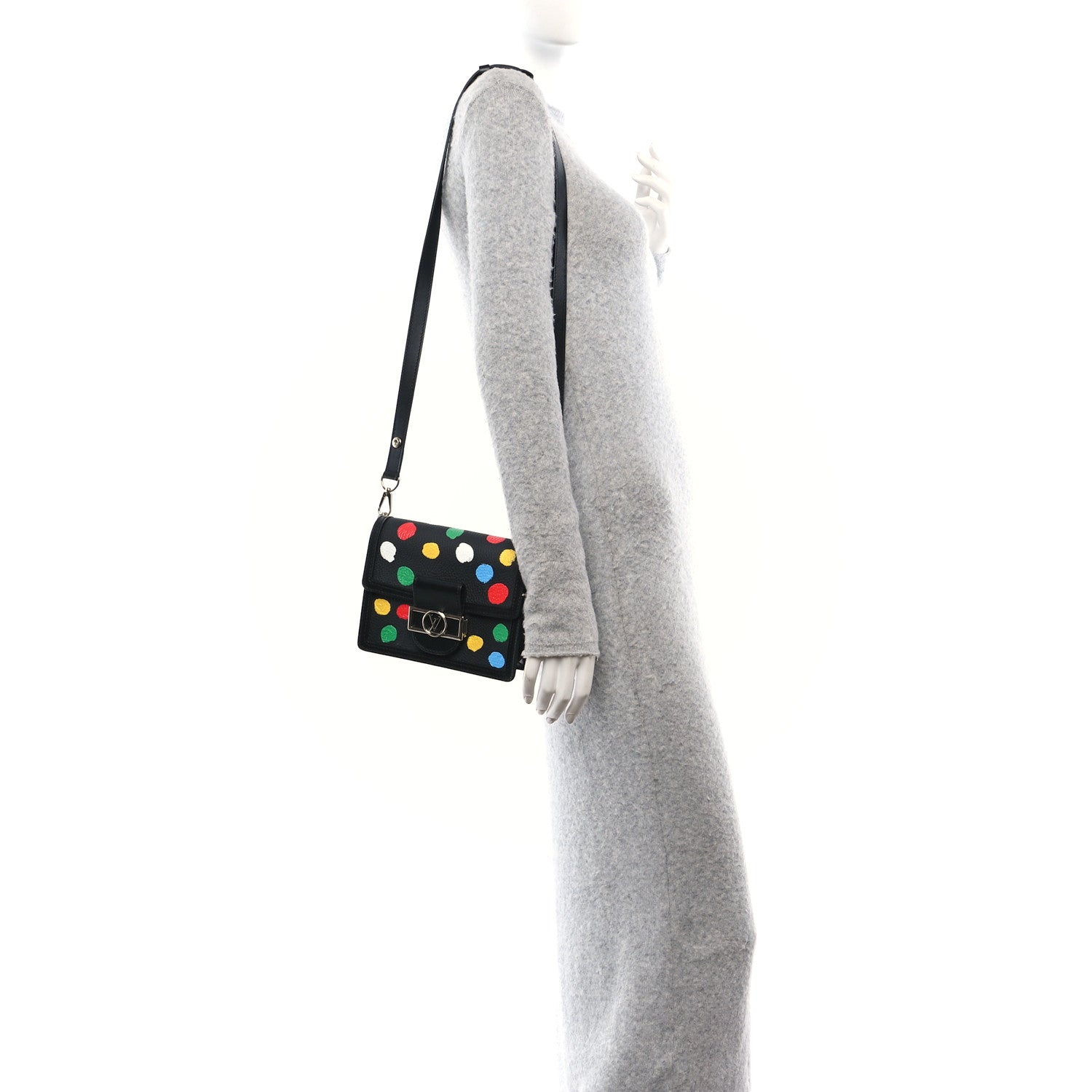 Louis Vuitton LV X YK Taurillon Dots Dauphine Mini Black 2 of 12