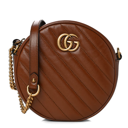 Gucci Azalea Calfskin Matelasse Diagonal Mini GG Marmont Round Shoulder Bag Cuir 1 of 11