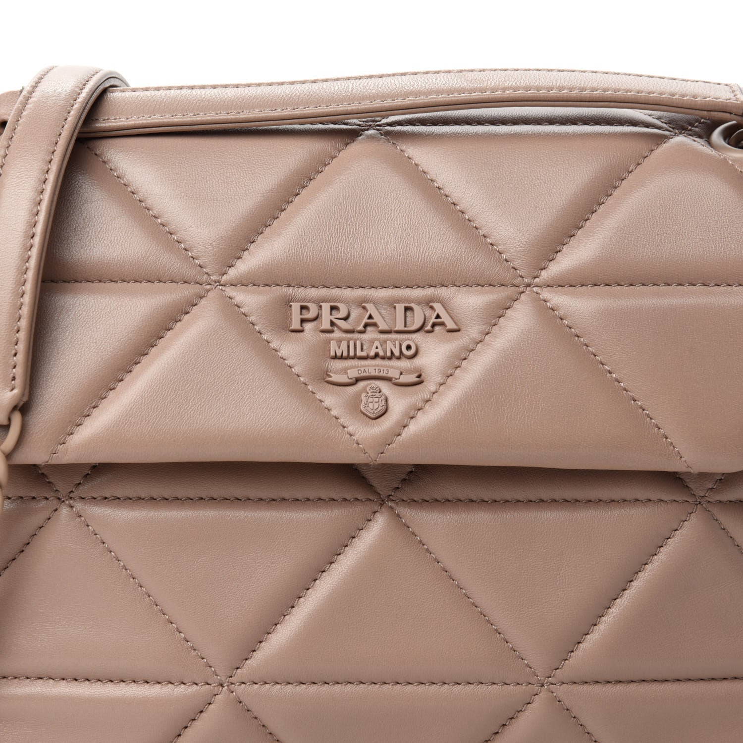 Prada Nappa Triangle Stitched Large Spectrum Bag Cipria 11 of 11