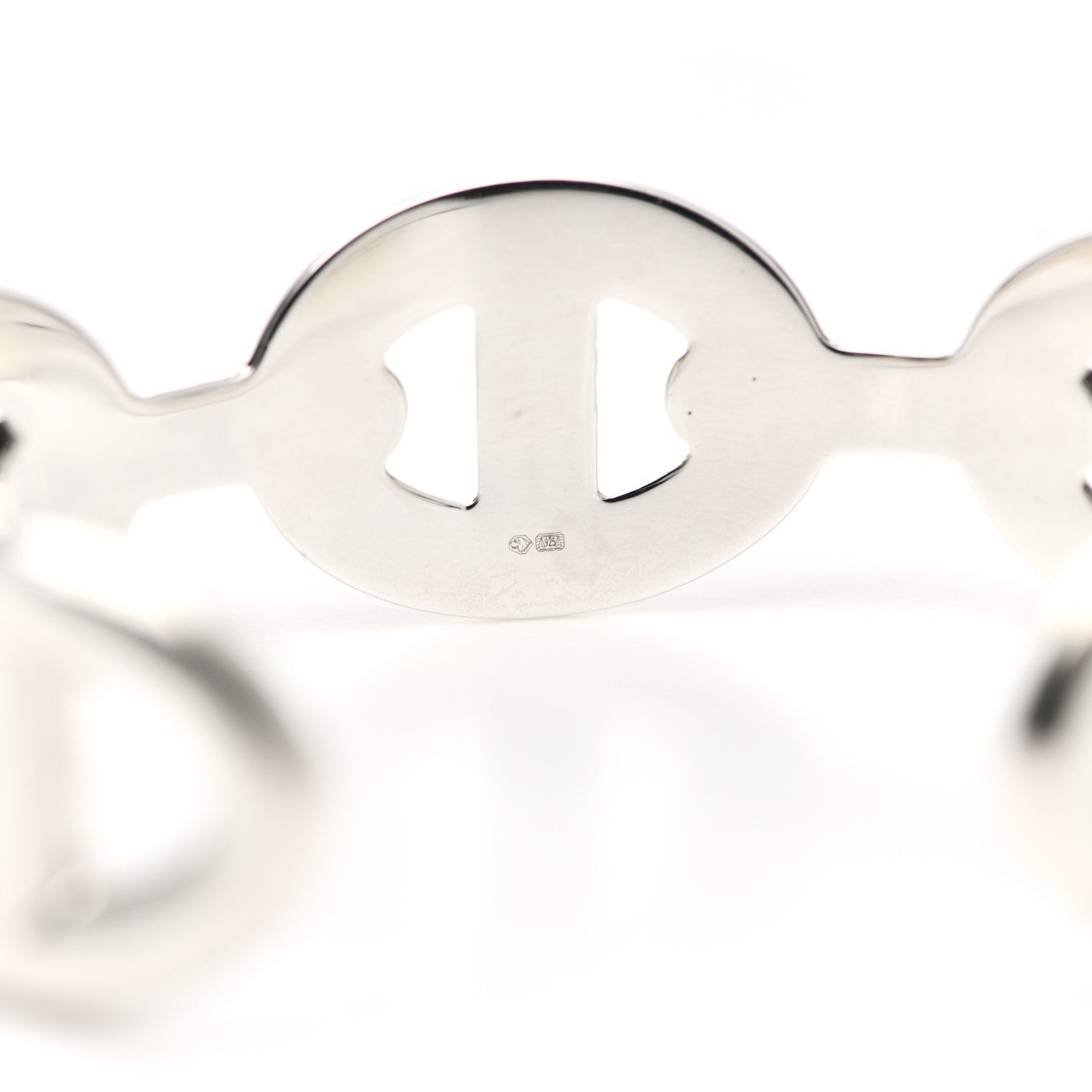 Hermes Sterling Silver GM Chaine d'Ancre Enchainee Large Cuff Bracelet ST 4 of 5