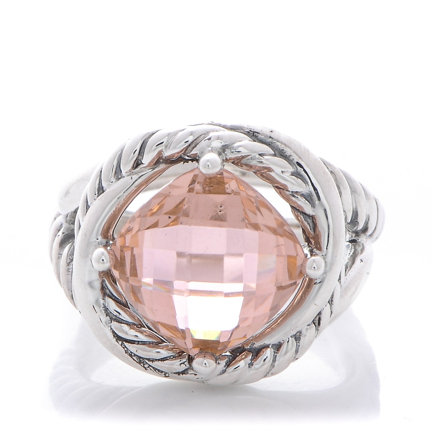 Sterling Silver Morganite 11mm Infinity Ring 54 7