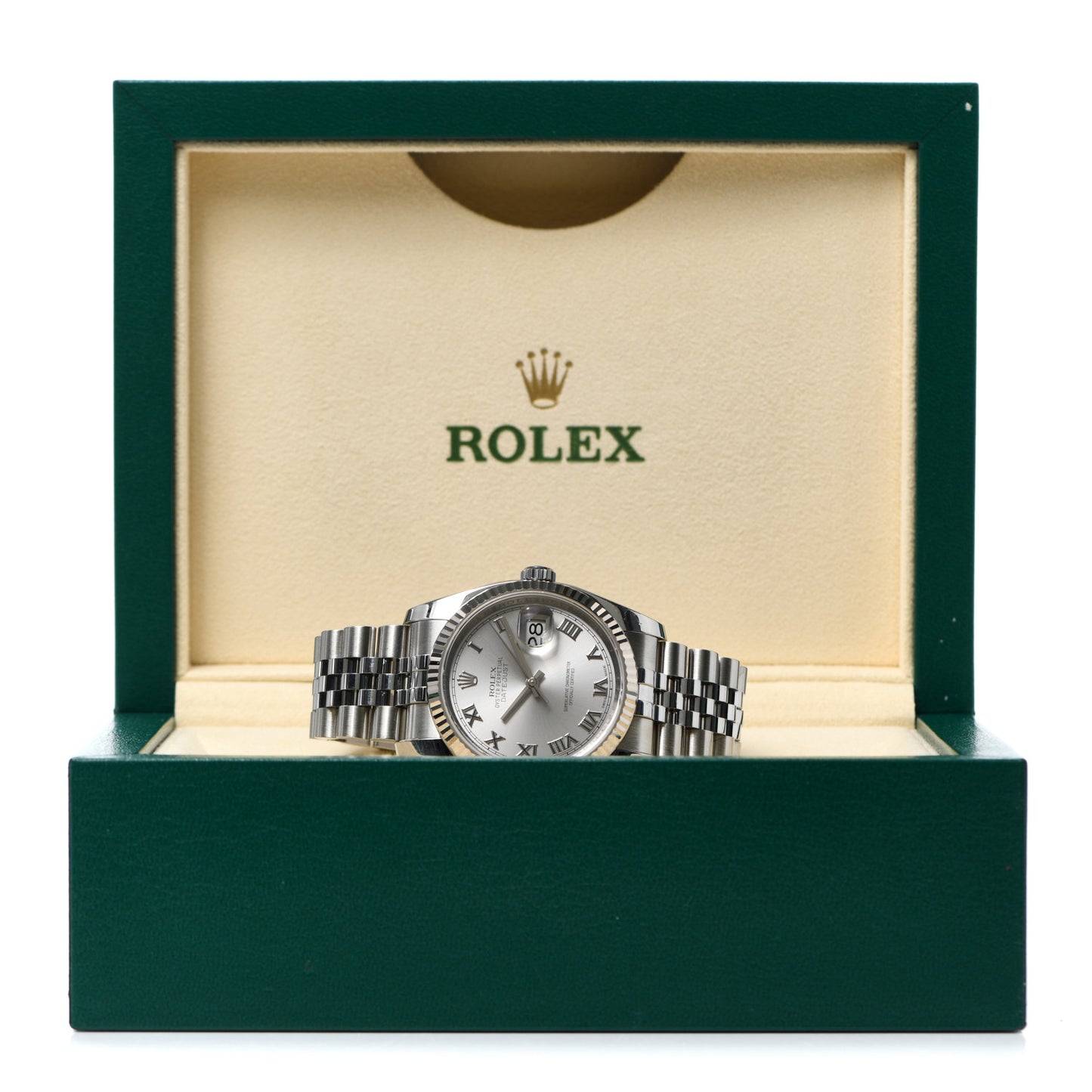Stainless Steel 18K White Gold 36mm Oyster Perpetual Datejust Watch Silver Roman 116234