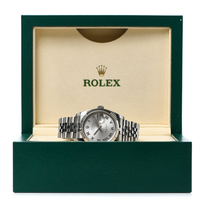 Rolex Stainless Steel 18K White Gold 36mm Oyster Perpetual Datejust Watch Silver Roman 116234 6 of 6