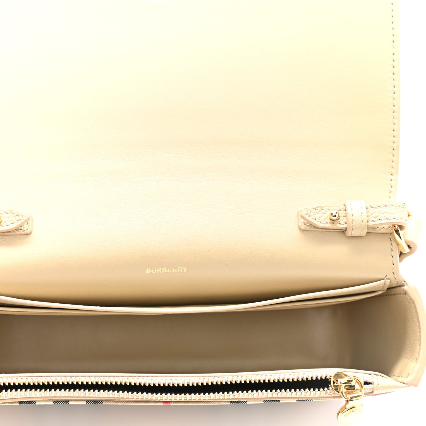 Grainy Calfskin Vintage Check Hampshire Crossbody Beige