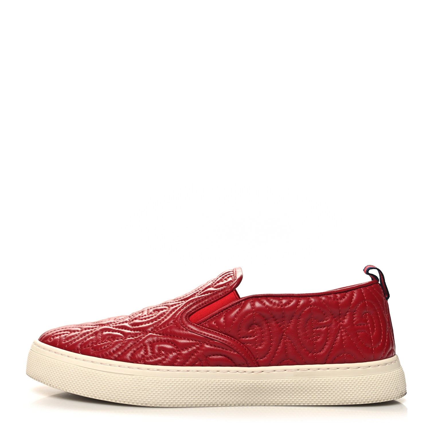 Gucci Nappa Web G Rhombus Quilted Mens Slip On Sneakers 9 Hibiscus Red Rosso 1 of 8