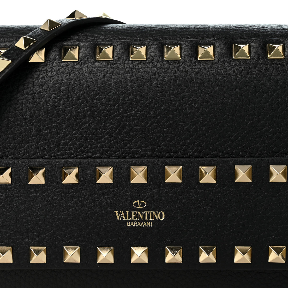 Vitello Rockstud Side Slip Crossbody Black