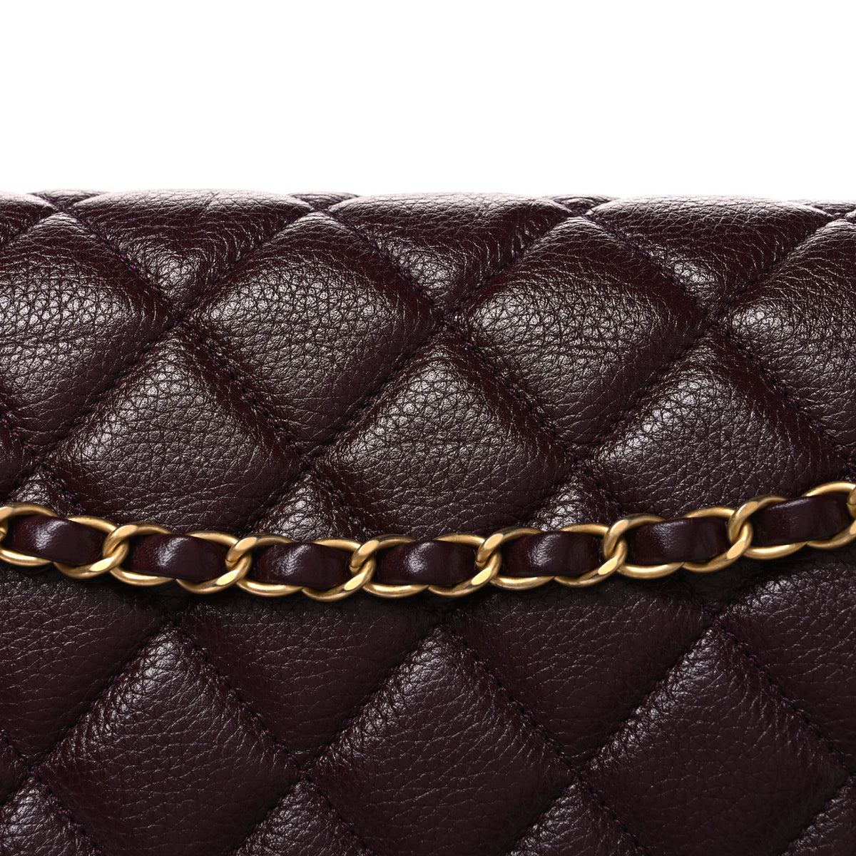 Grained Calfskin Quilted XXL Travel Flap Bag Burgundy