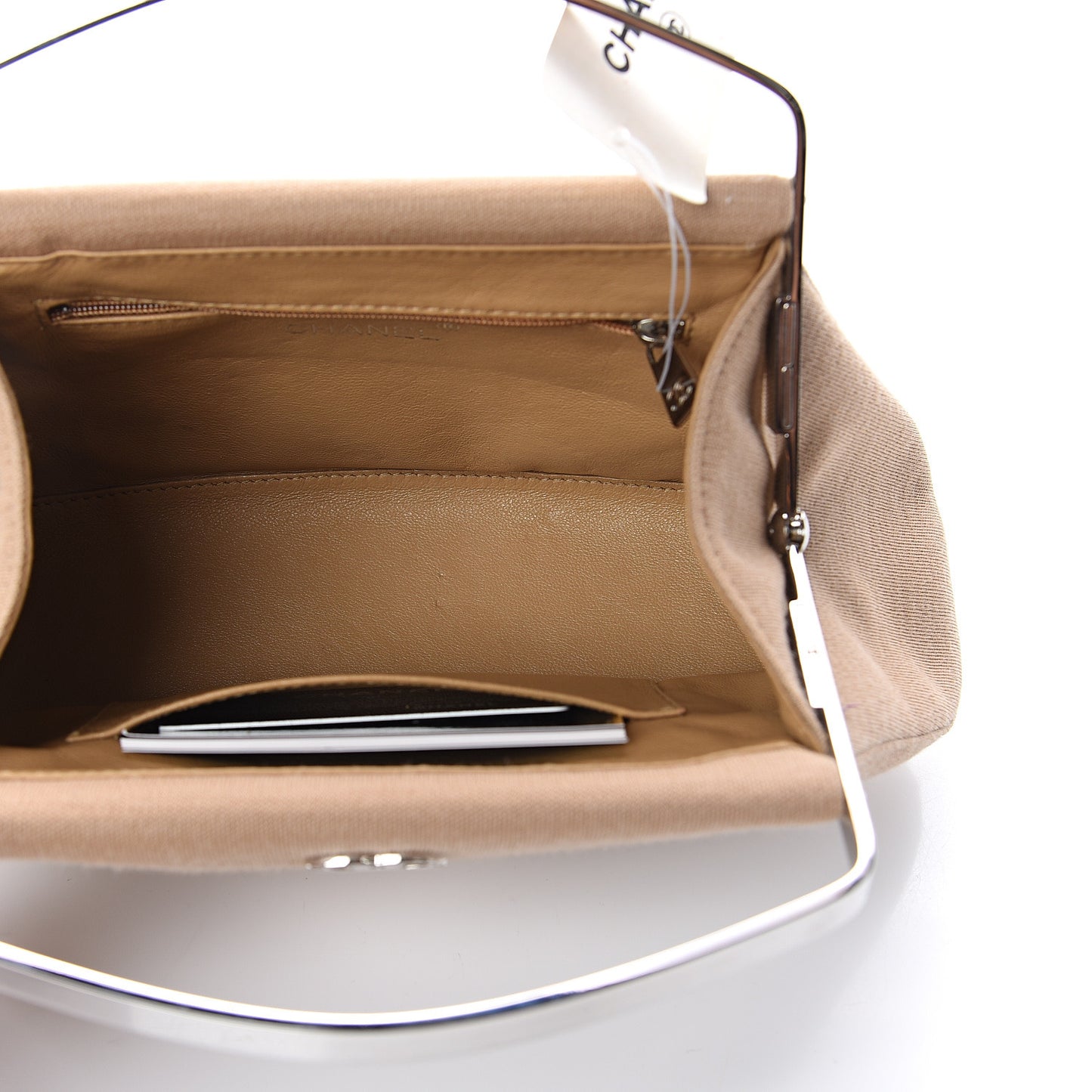 Jersey Frame Top Handle Bag Beige