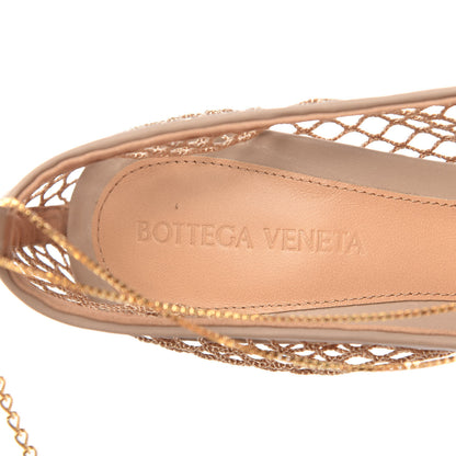 Bottega Veneta Mesh Calfskin Chain Stretch Pumps 38.5 Beige 8 of 10