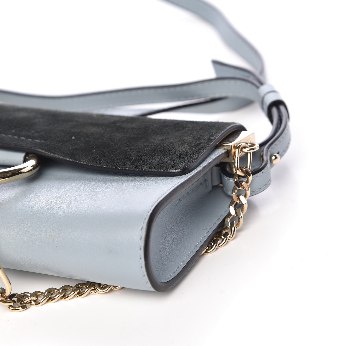Suede Calfskin Mini Faye Shoulder Bag Fresh Blue Green