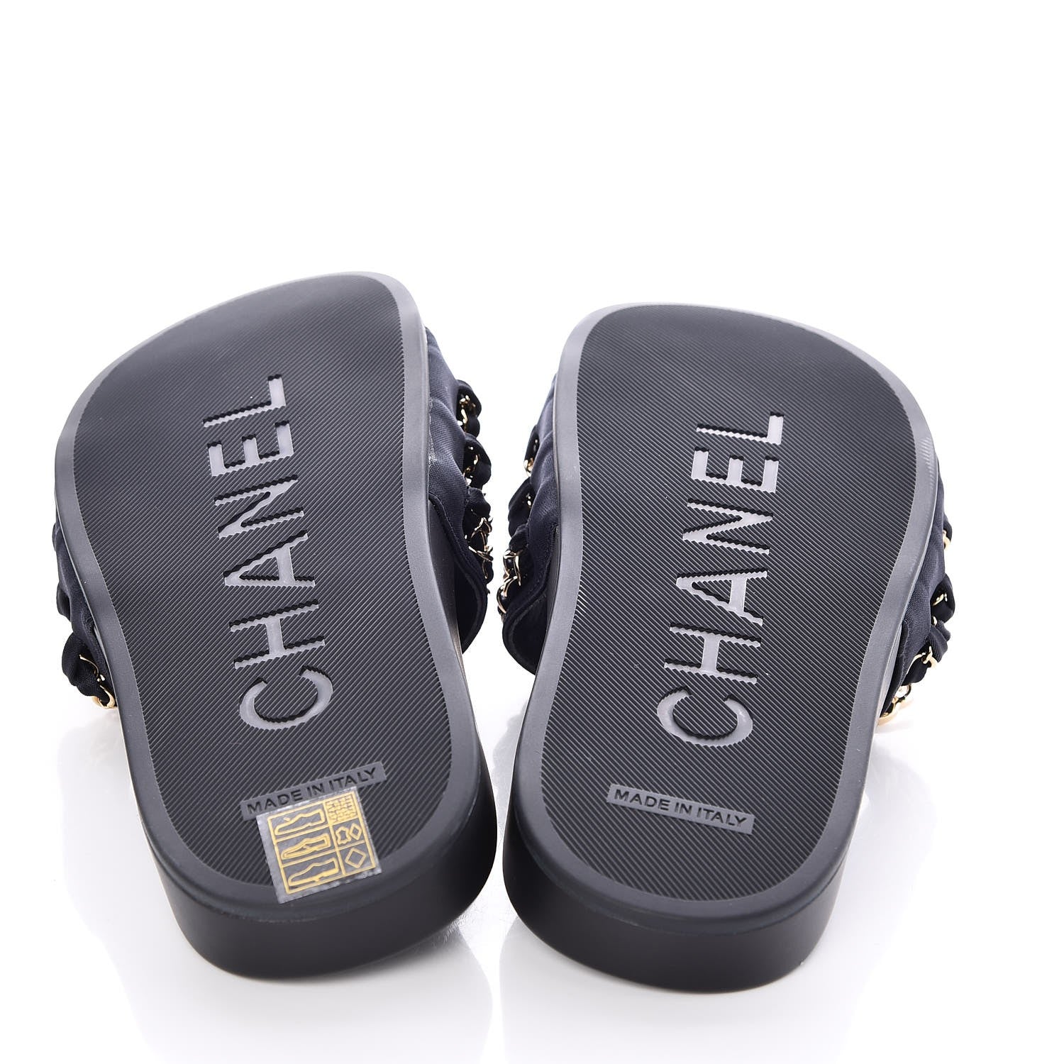 Chanel Nylon Chain Flat Sandals 37 Marine 5 of 9