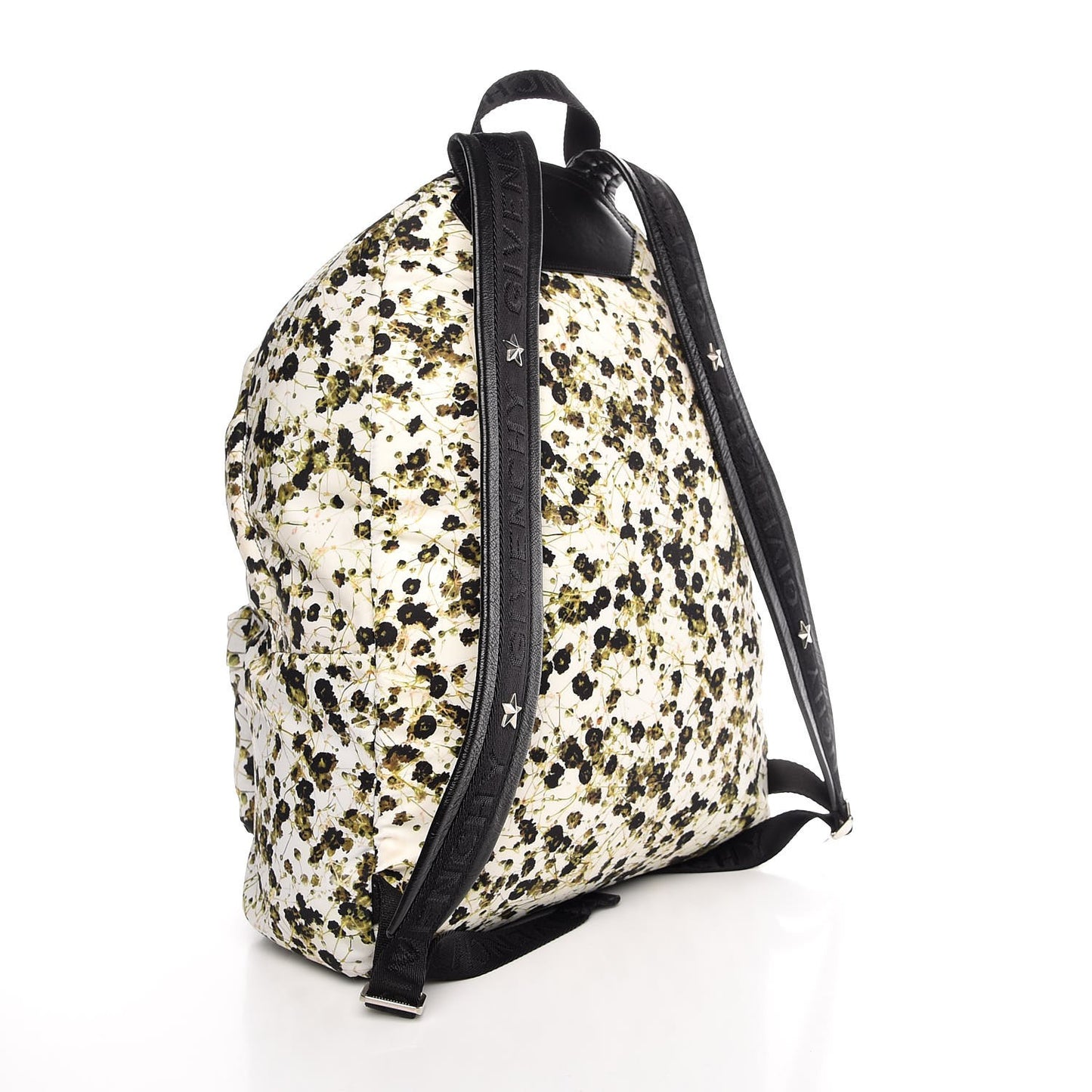 Nylon Calfskin Baby's Breath Print Backpack White