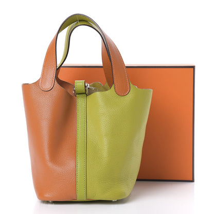 Hermes Chevre Picotin 18 PM Potiron Vert Anis 10 of 10