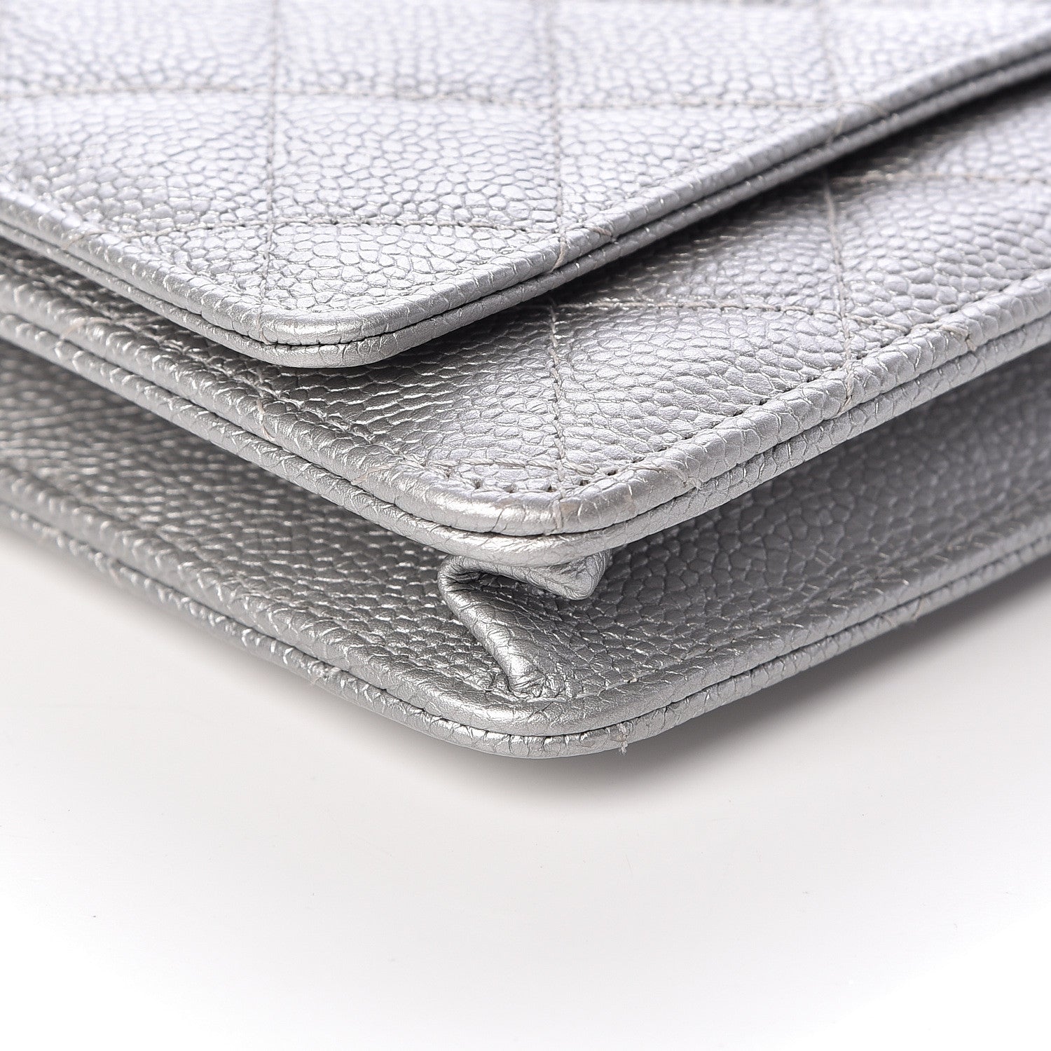 Chanel Metallic Caviar Quilted Wallet on Chain WOC Silver 10 of 12