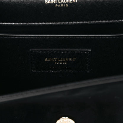Saint Laurent Suede Embroidered Small Monogram Kate Satchel Black 8 of 16