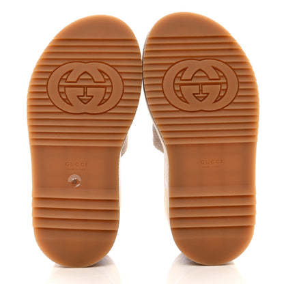 Gucci Monogram Jumbo GG Platform Slide Wedge Sandals 35 Beige Lapis 5 of 9