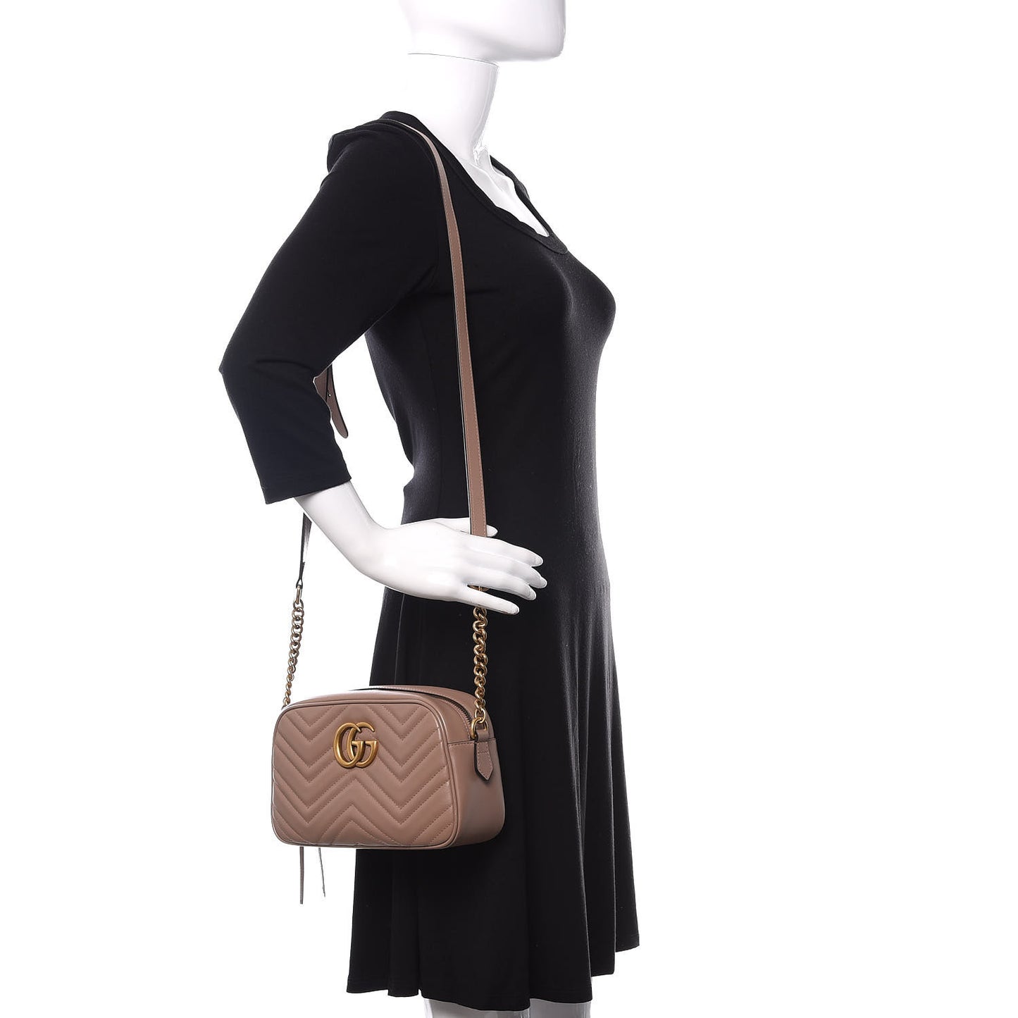 Calfskin Matelasse Small GG Marmont Chain Shoulder Bag Porcelain Rose