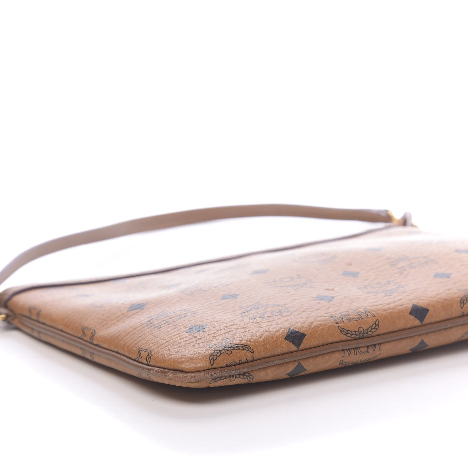 MCM Visetos Liz Shopper Tote Pouch Cognac 14 of 15