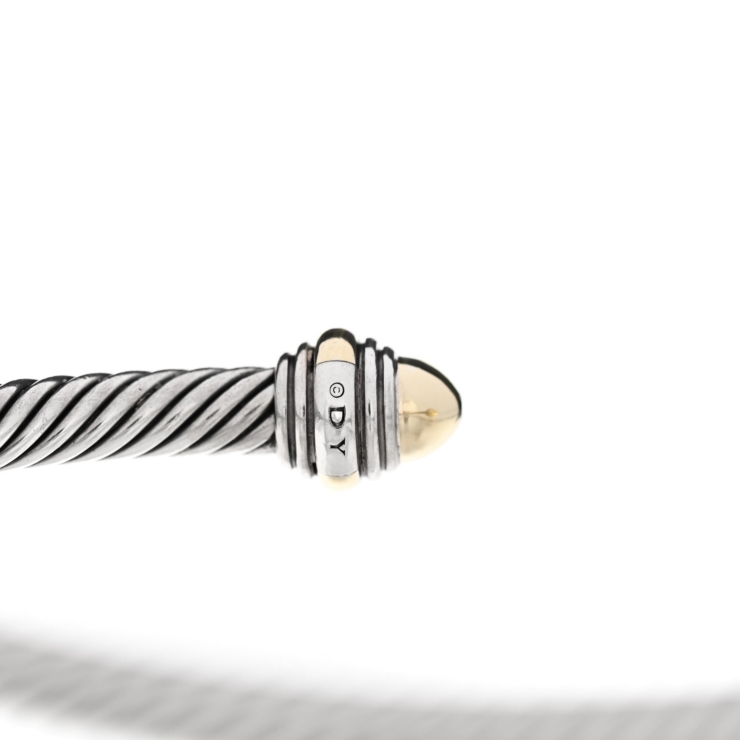 David Yurman Sterling Silver 14K Yellow Gold 5mm Cable Classics Dome Bracelet 3 of 4