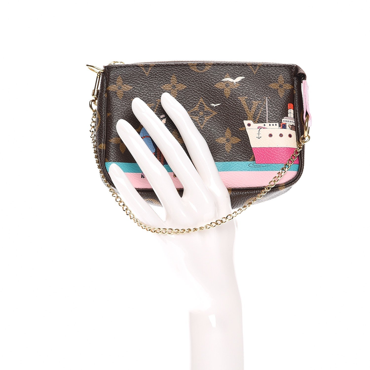 Louis Vuitton Monogram 2016 Christmas Animation Mini Pochette Accessories Rose Ballerine 2 of 7