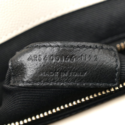 Saint Laurent Grain De Poudre Mixed Matelasse Large Triquilt Monogram Satchel Crema Soft 7 of 12