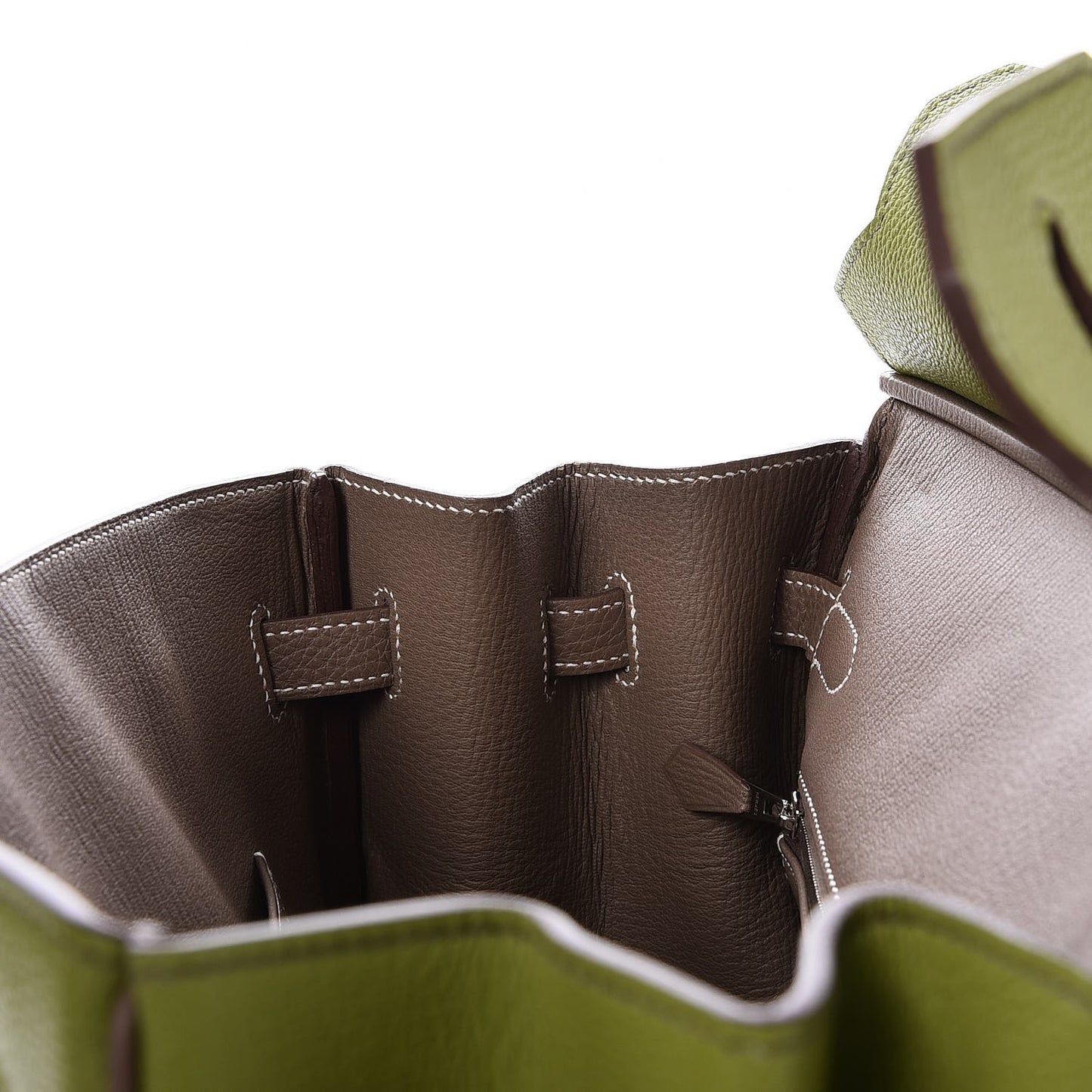 Togo Bi Color Horseshoe Birkin 35 Vert Anis Etoupe