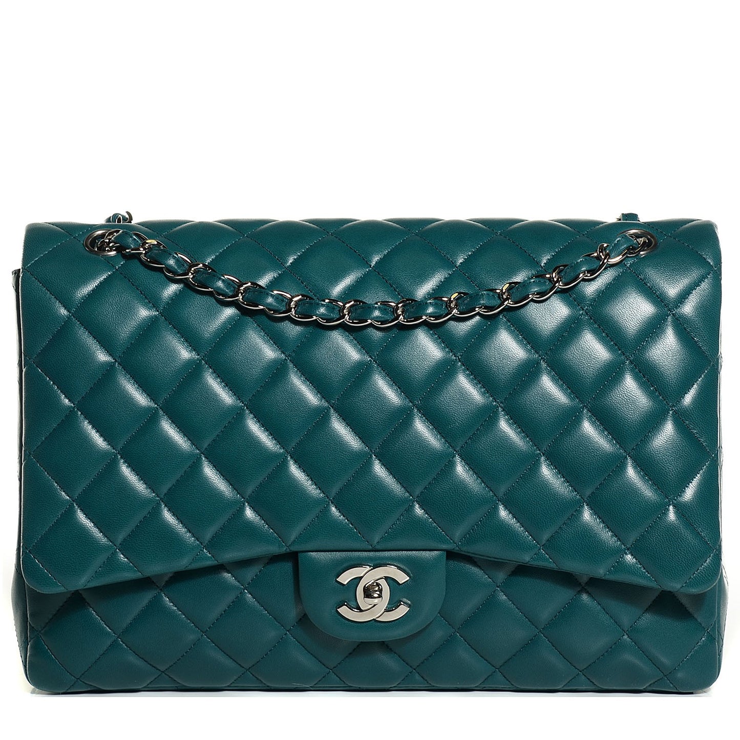 Lambskin Maxi Single Flap Turquoise