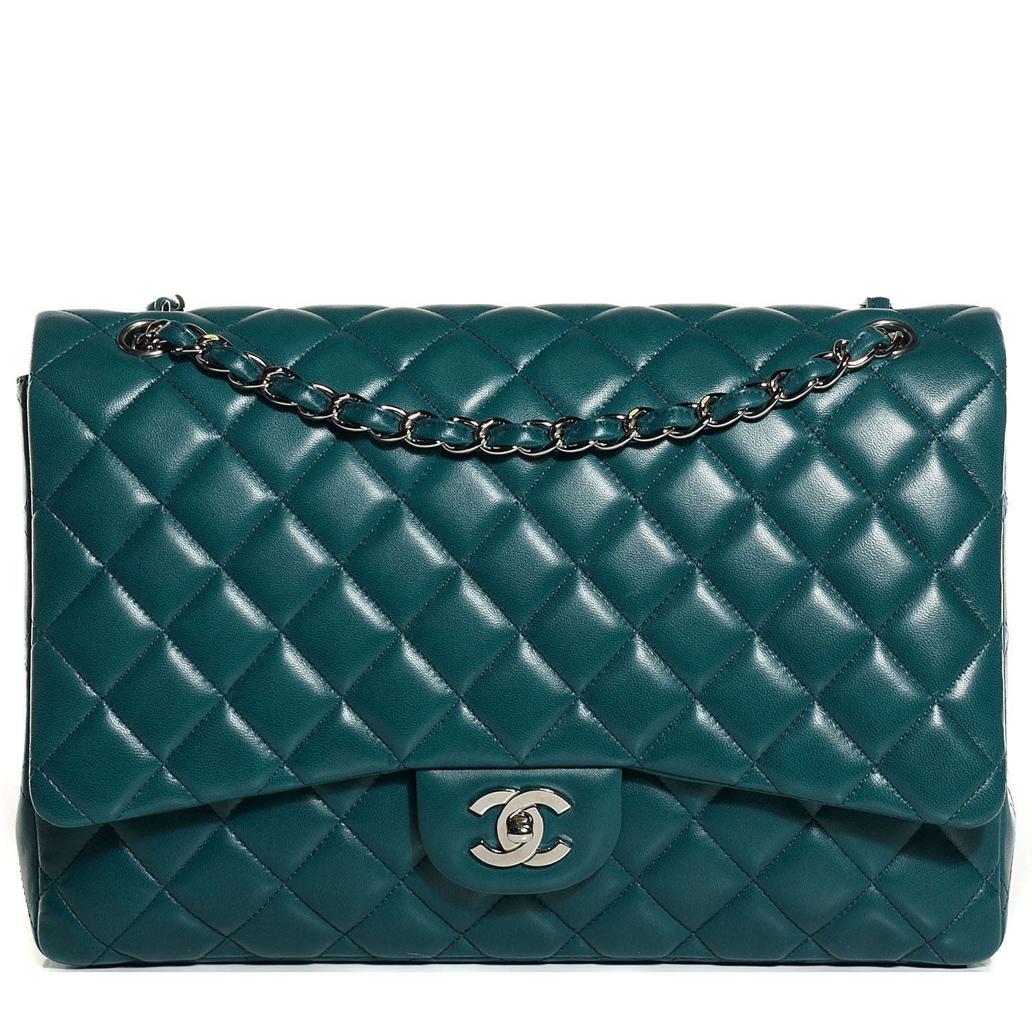 Chanel Lambskin Maxi Single Flap Turquoise 1 of 9