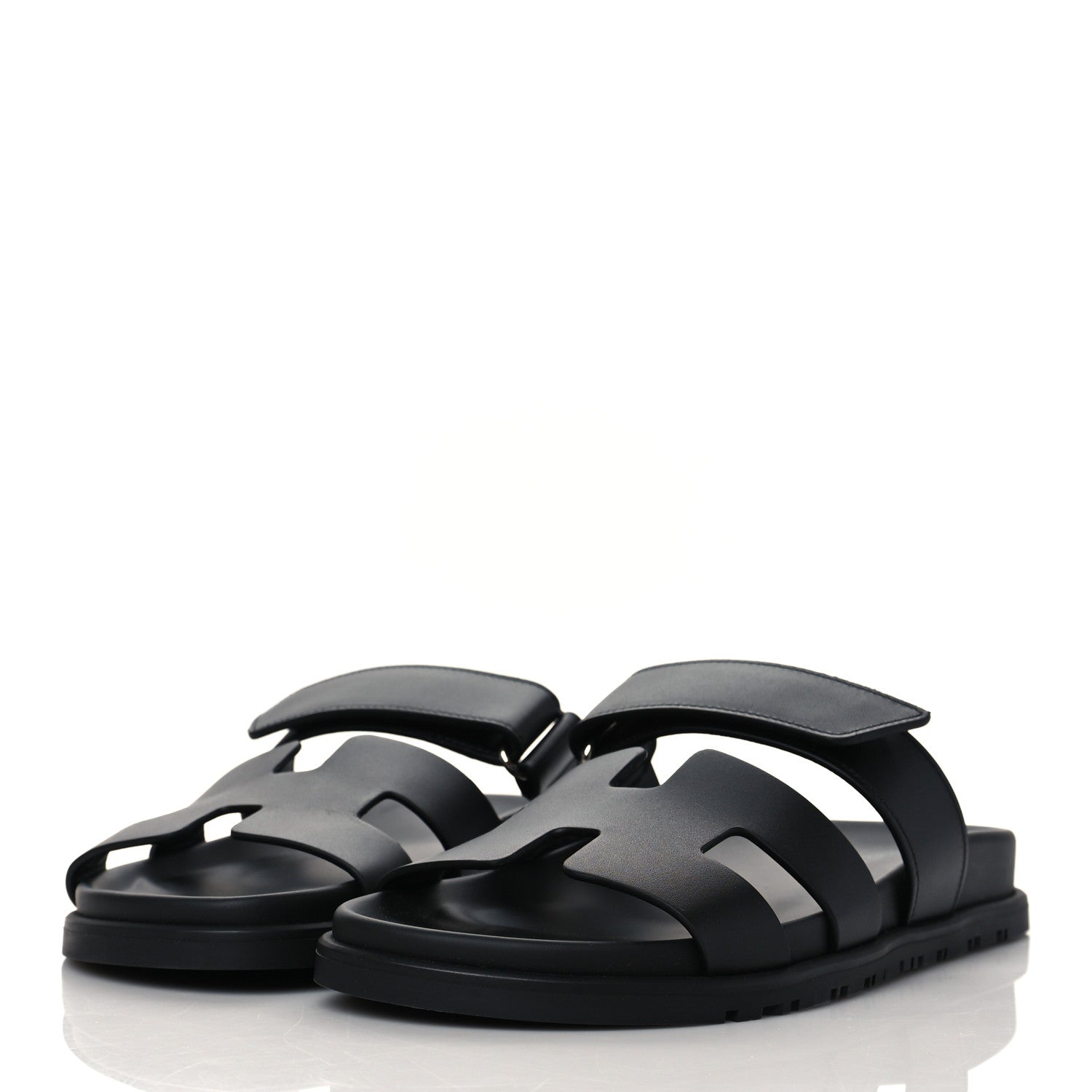 Hermes Calfskin Womens Chypre Sandals 37 Black 3 of 9