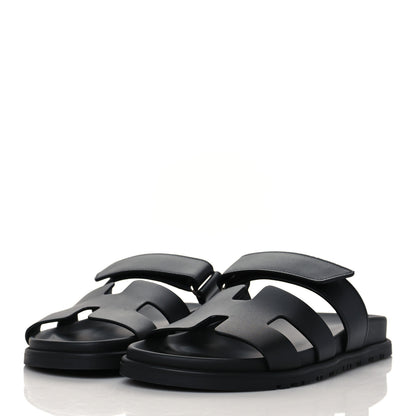Hermes Calfskin Womens Chypre Sandals 37 Black 3 of 9