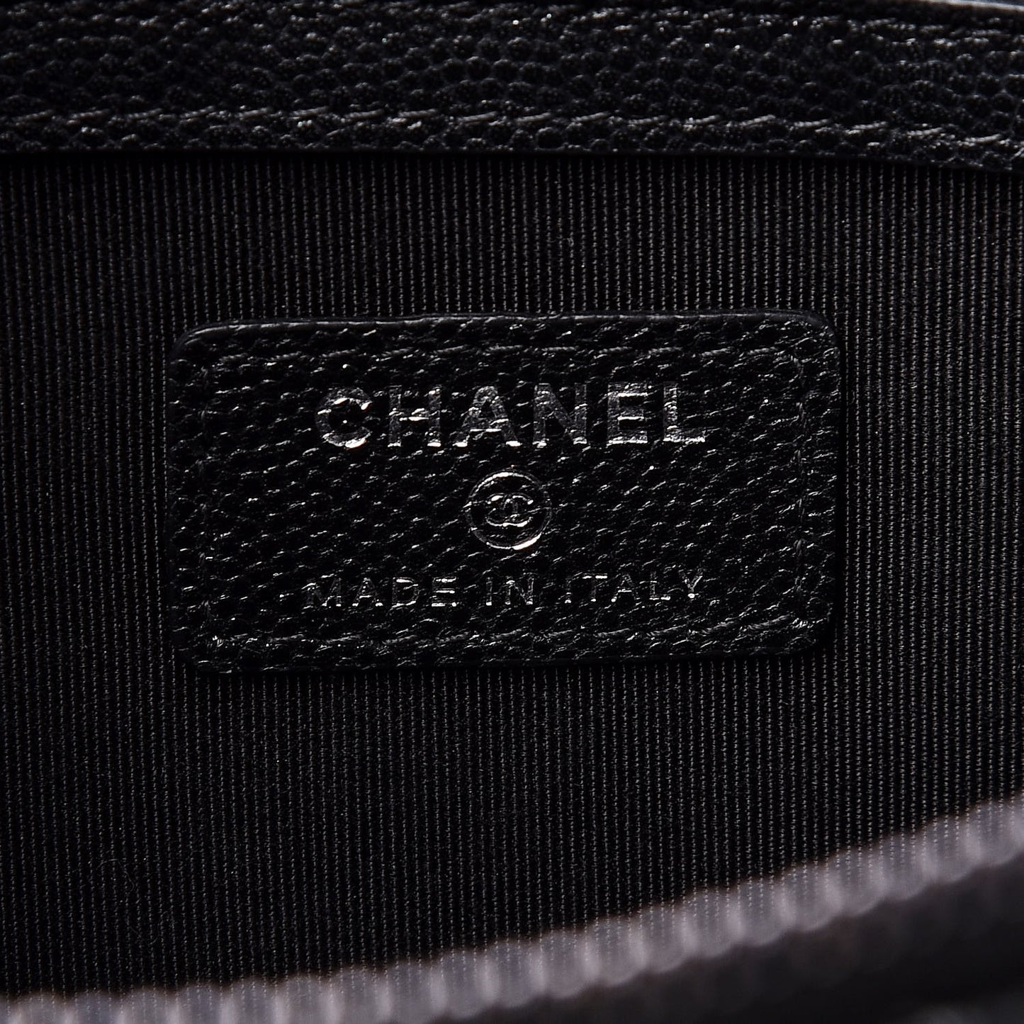 Iridescent Caviar Quilted Large Cosmetic Case Black