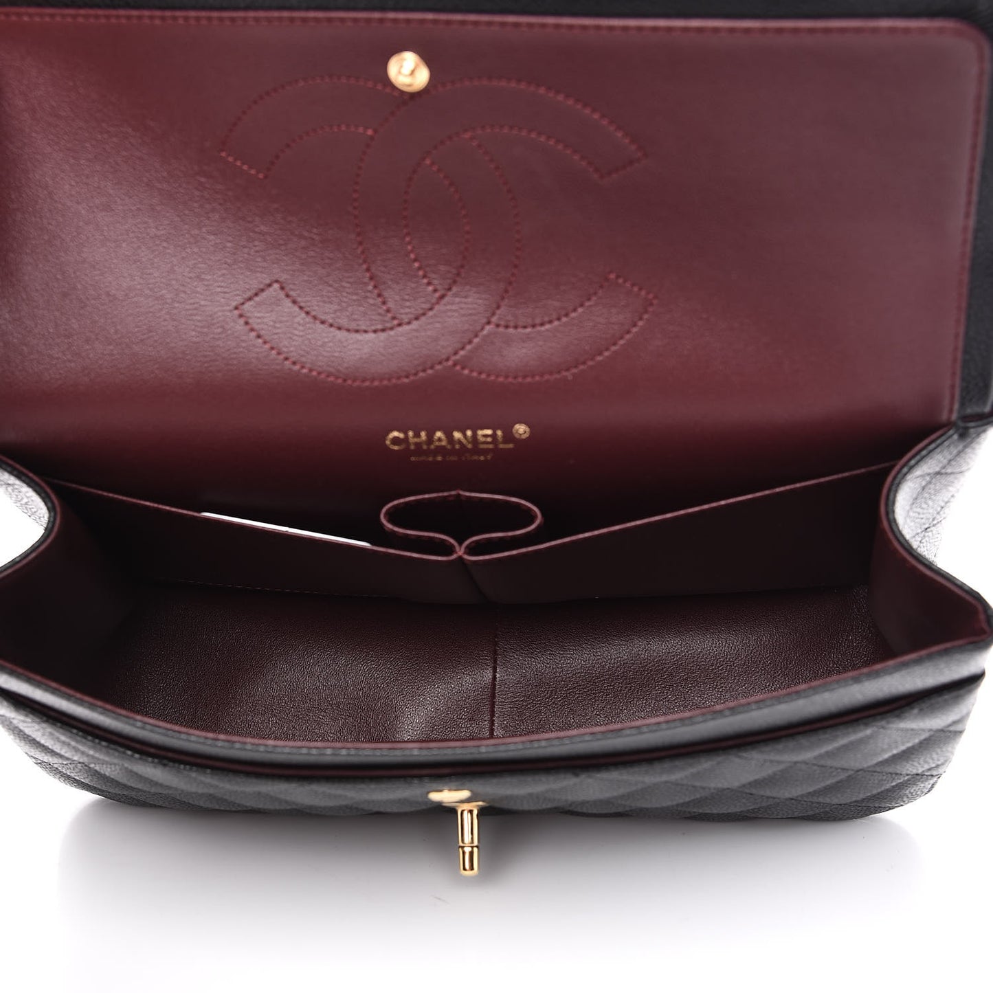 Caviar Quilted Jumbo Double Flap Black