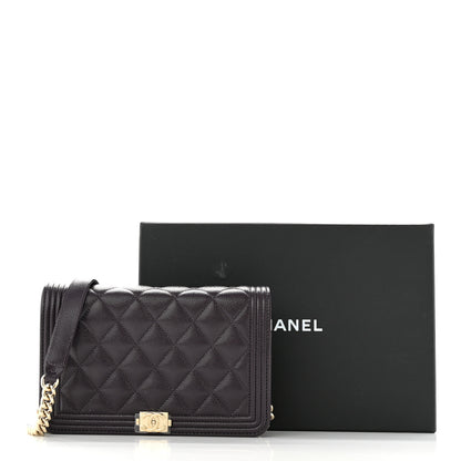 Chanel Caviar Quilted Boy Wallet On Chain WOC Dark Purple 12 of 12
