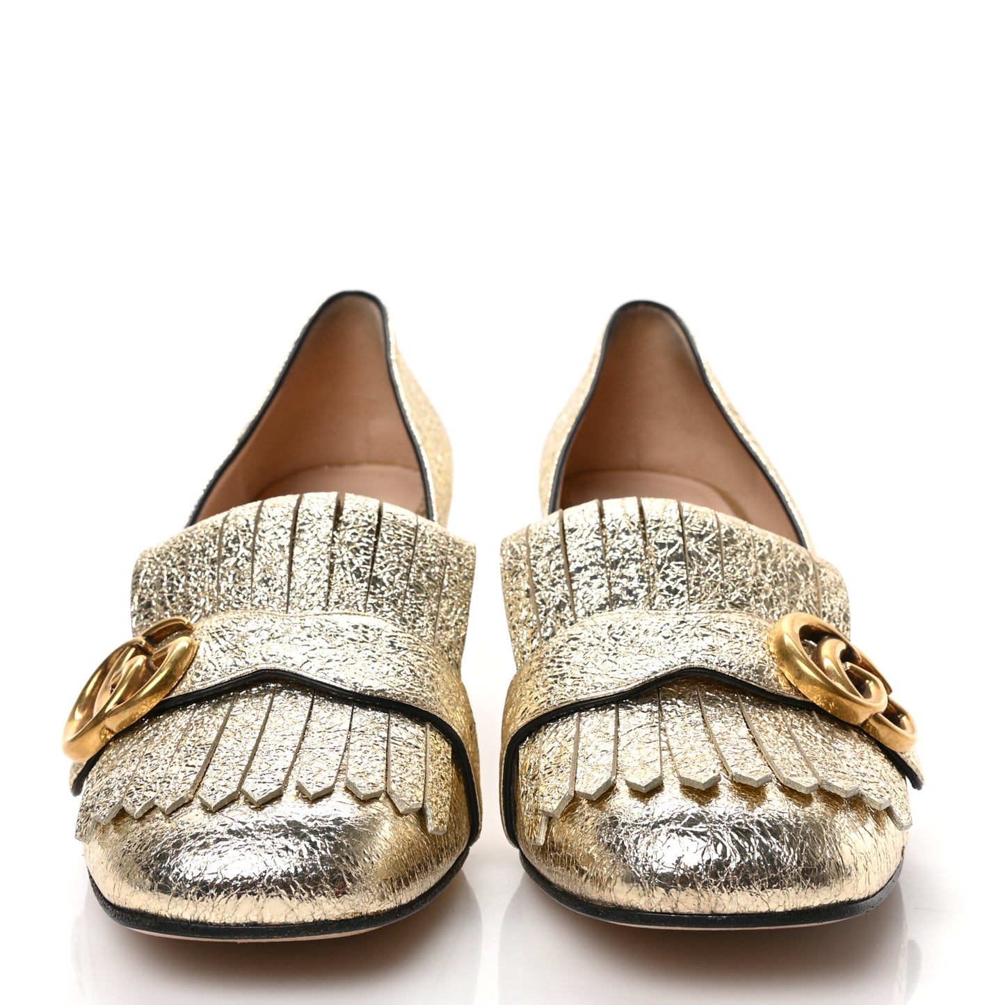 Galassia GG Marmont Fringe 50mm Loafer Pumps 38.5 Platino
