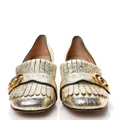 Gucci Galassia GG Marmont Fringe 50mm Loafer Pumps 38.5 Platino 2 of 8
